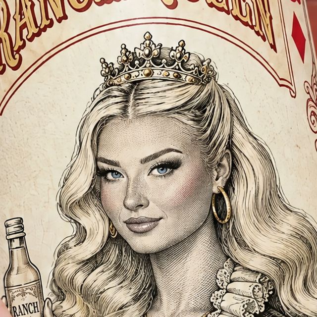 The queen illustration from the Ranch Queen label